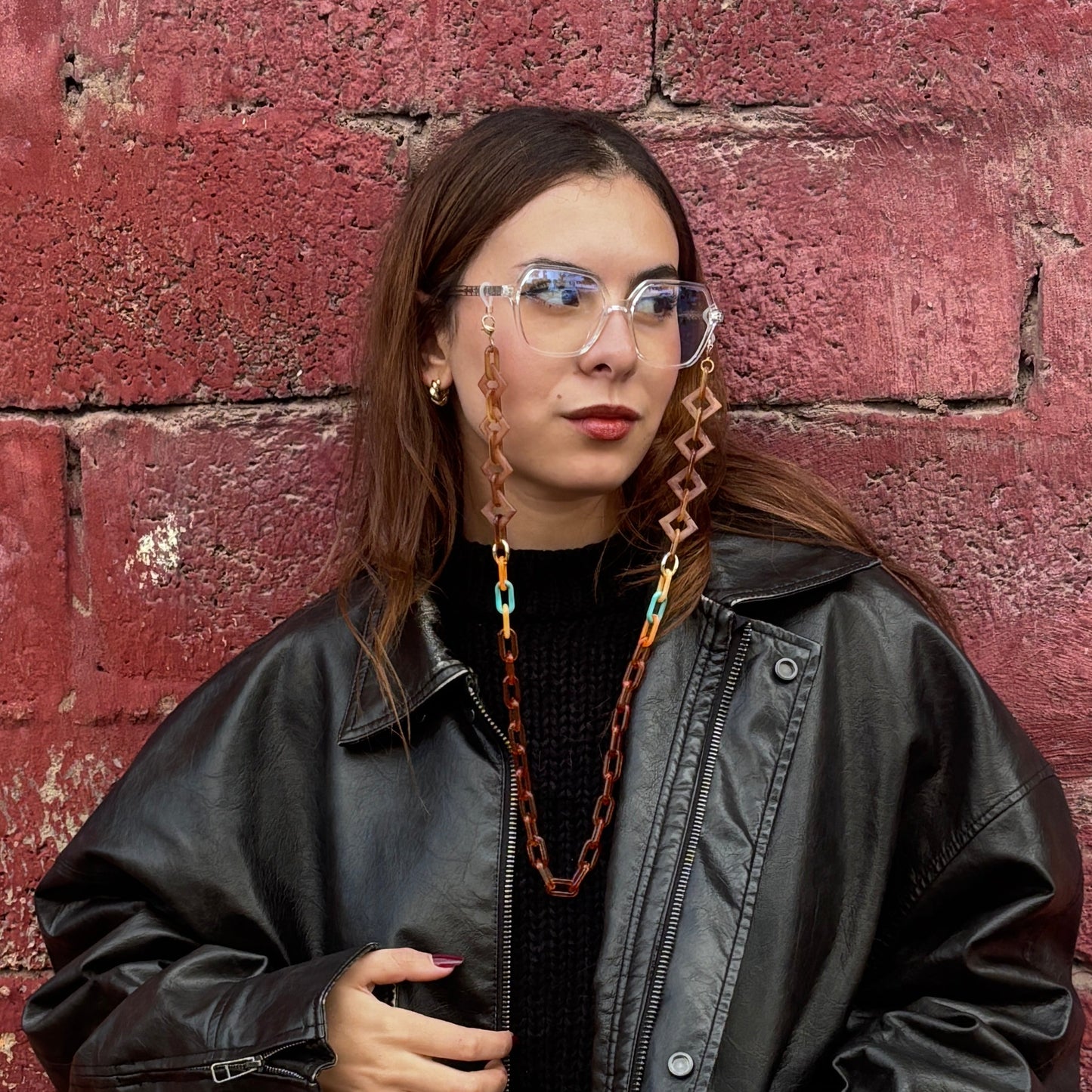 Citrus orange chaines de lunettes pour femmes photo de Face Rayz Eyewear Marque de lunettes Marocaine