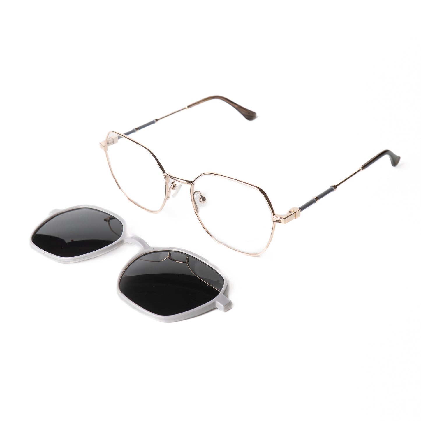 Mevra Gris Lunettes Clip-Ons pour Hommes et Femmes Photo de Côté - RAYZ Eyewear Marque de Lunettes Marocaine