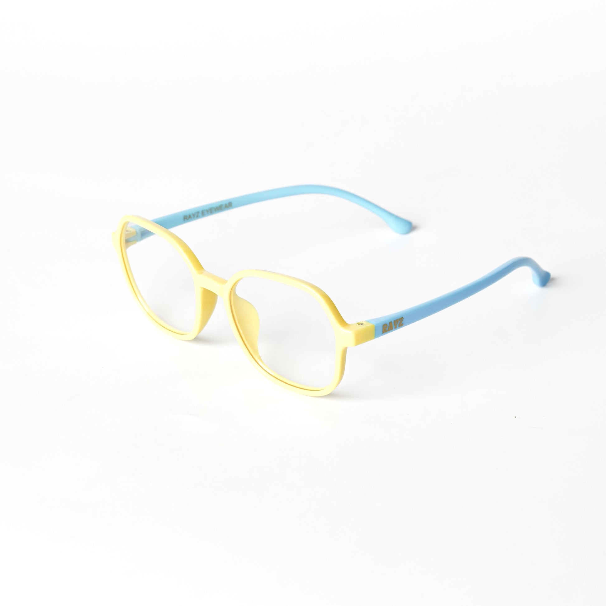 Pixie Jaune-Bleu Lunettes de vue pour enfants Photo de Côté - RAYZ Eyewear Marque de Lunettes Marocaine