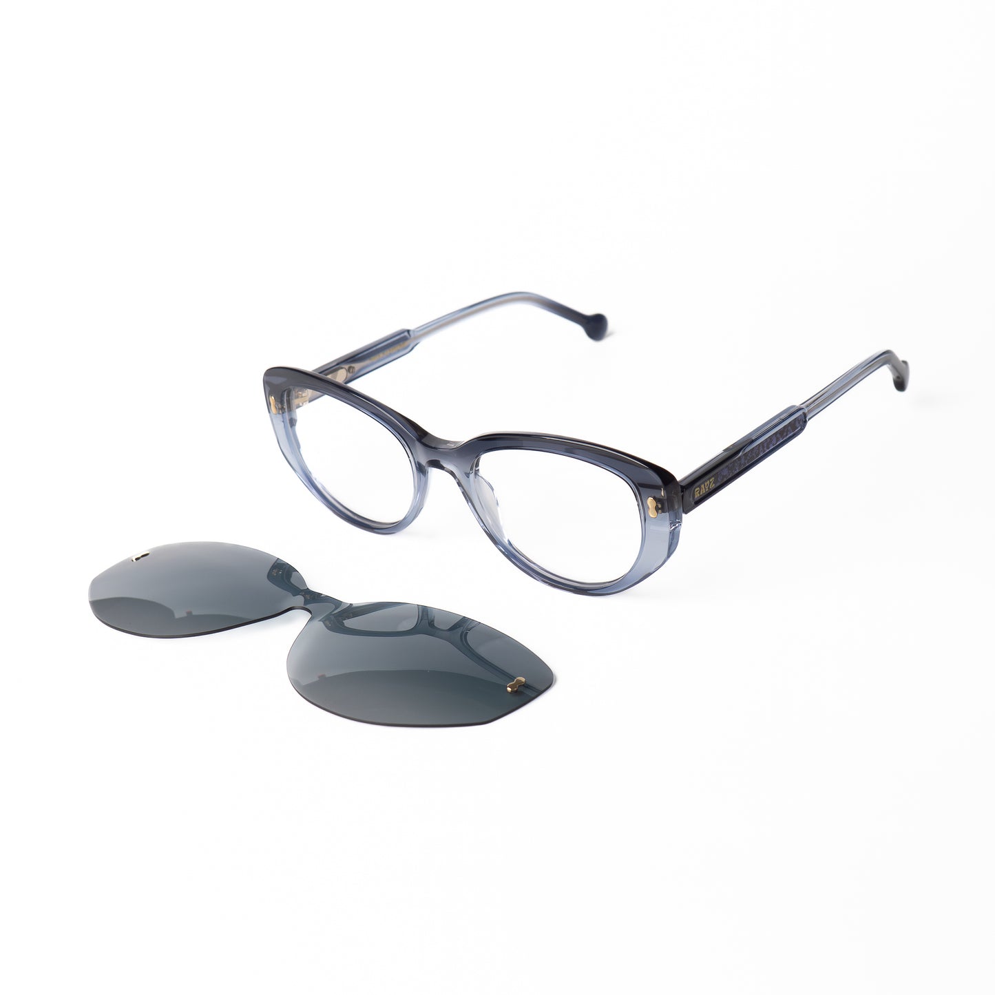 Mevra  Gris-Mauve Lunettes Clip-Ons pour Hommes et Femmes Photo de Côté - RAYZ Eyewear Marque de Lunettes Marocaine