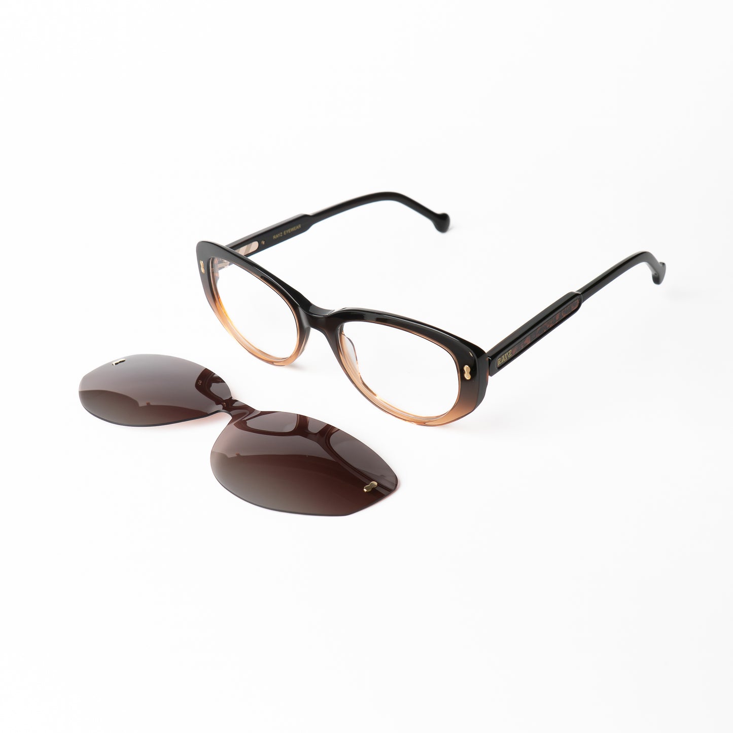 Selia Noir-marron Lunettes Clip-Ons pour Hommes et Femmes Photo de Côté - RAYZ Eyewear Marque de Lunettes Marocaine