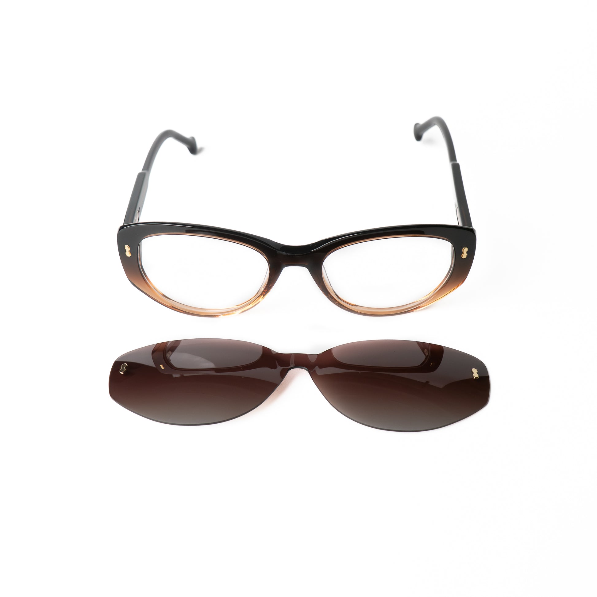 Selia Noir-marron Lunettes Clip-Ons pour Hommes et Femmes Photo de Face - RAYZ Eyewear Marque de Lunettes Marocaine