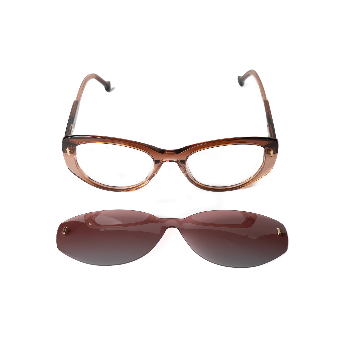 Selia marron Lunettes Clip-Ons pour Hommes et Femmes Photo de Face - RAYZ Eyewear Marque de Lunettes Marocaine
