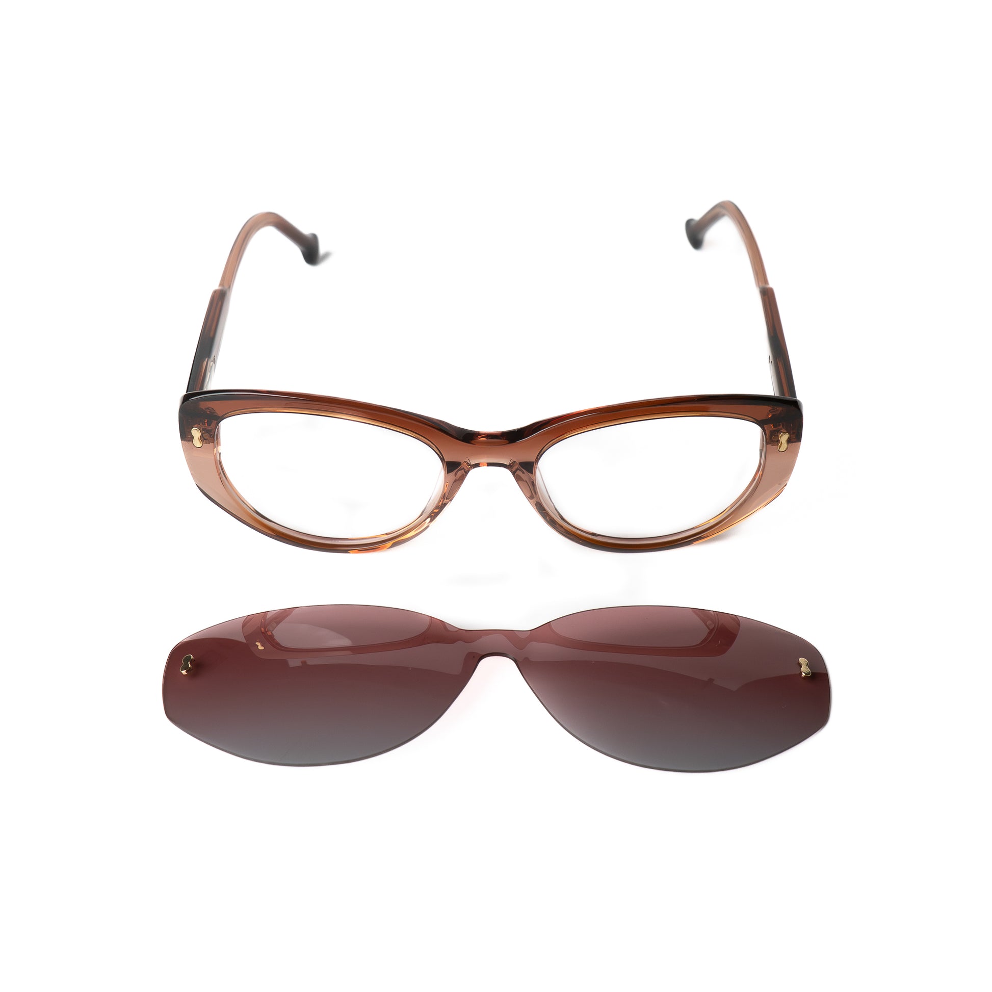 Selia marron Lunettes Clip-Ons pour Hommes et Femmes Photo de Face - RAYZ Eyewear Marque de Lunettes Marocaine