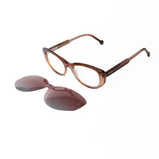 Selia marron Lunettes Clip-Ons pour Hommes et Femmes Photo de Côté - RAYZ Eyewear Marque de Lunettes Marocaine
