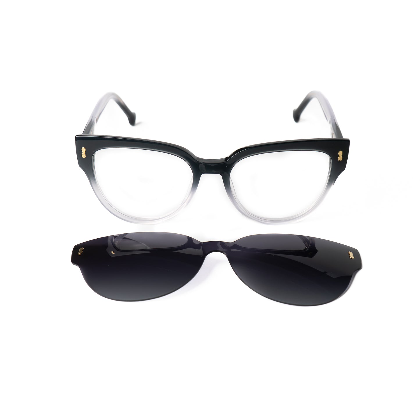 Tiki Noir-Blanc Lunettes Clip-Ons pour Hommes et Femmes Photo de Face - RAYZ Eyewear Marque de Lunettes Marocaine