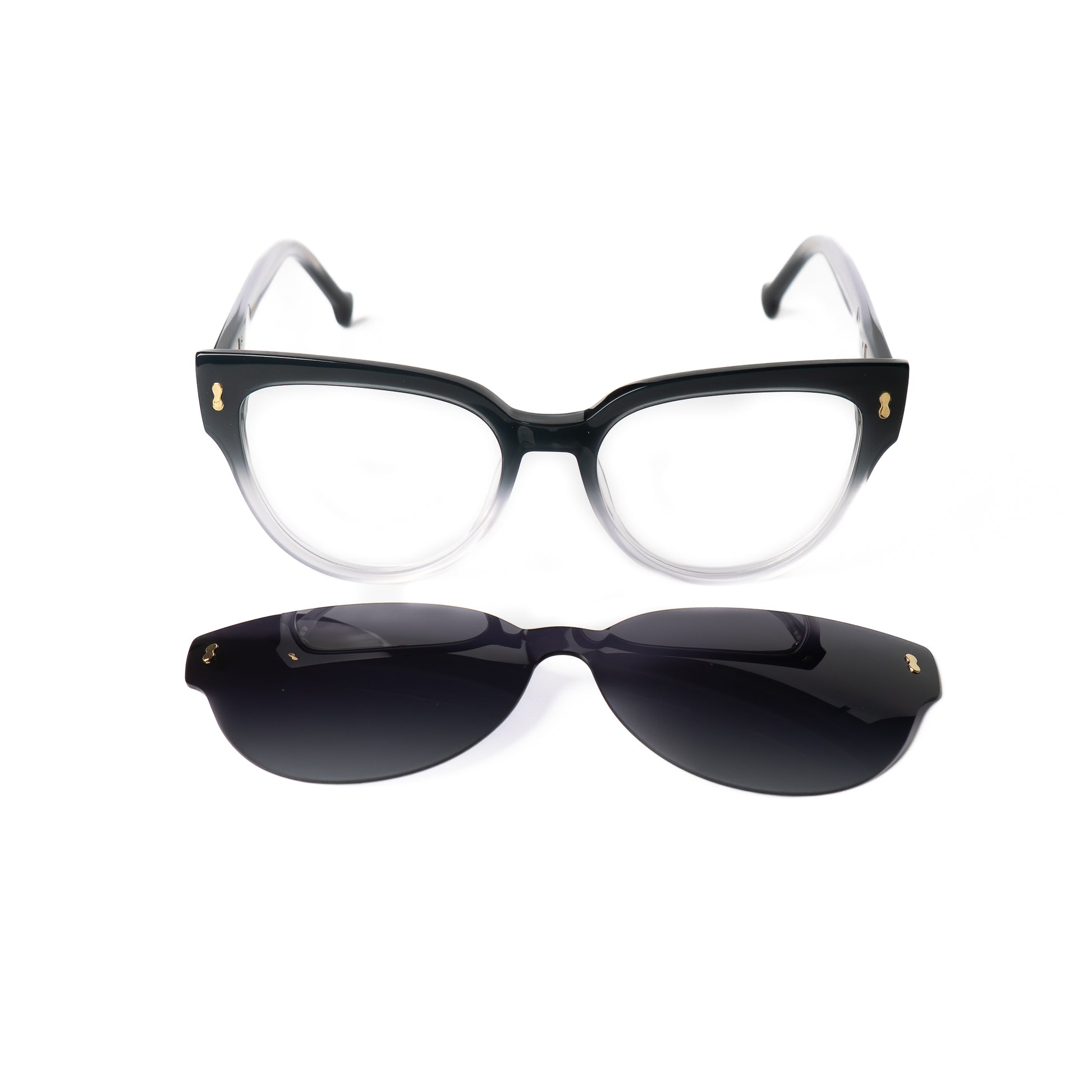 Tiki Noir-Blanc Lunettes Clip-Ons pour Hommes et Femmes Photo de Face - RAYZ Eyewear Marque de Lunettes Marocaine