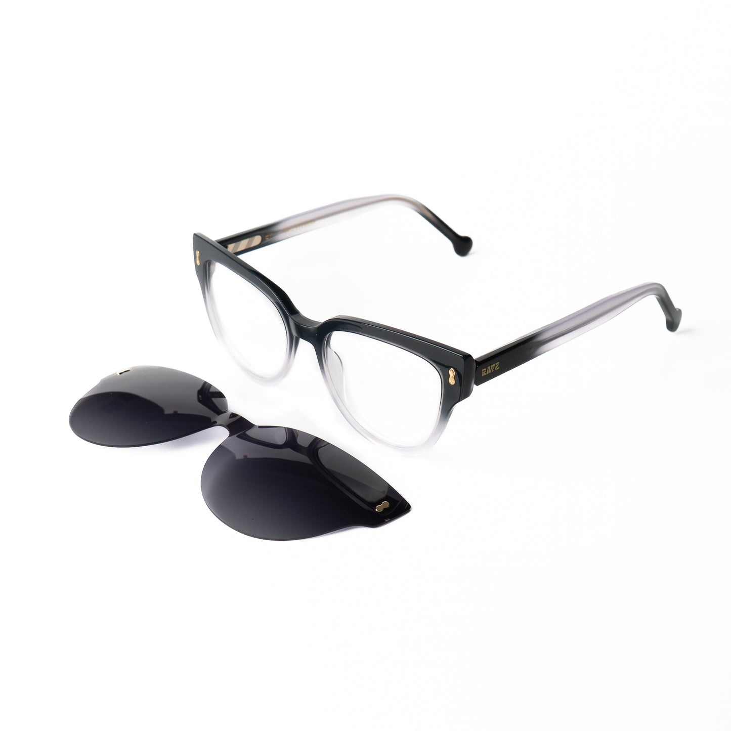 Tiki Noir-Blanc  Lunettes Clip-Ons pour Hommes et Femmes Photo de Côté - RAYZ Eyewear Marque de Lunettes Marocaine