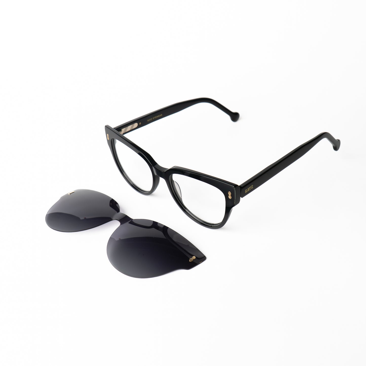 Tiki Noir-mauve Lunettes Clip-Ons pour Hommes et Femmes Photo de Côté - RAYZ Eyewear Marque de Lunettes Marocaine
