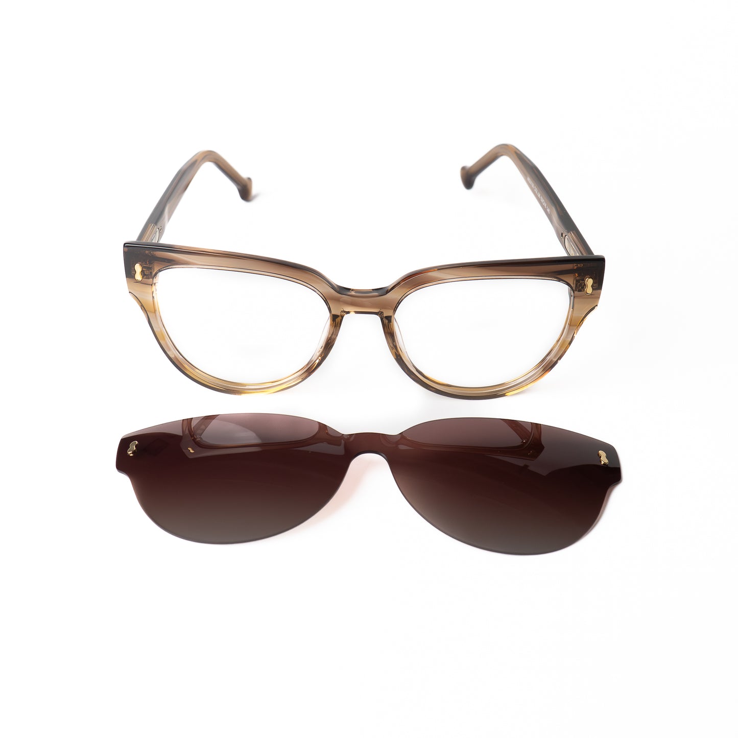Tiki marron Lunettes Clip-Ons pour Hommes et Femmes Photo de Face - RAYZ Eyewear Marque de Lunettes Marocaine