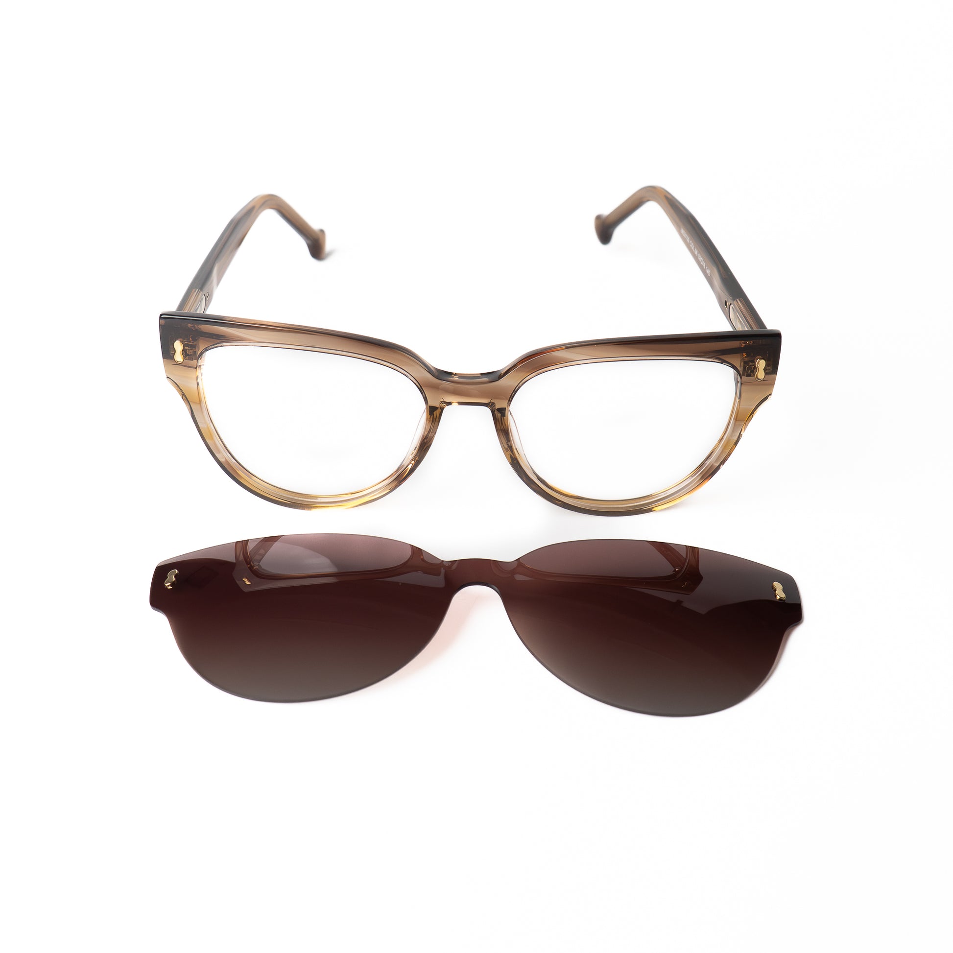 Tiki marron Lunettes Clip-Ons pour Hommes et Femmes Photo de Face - RAYZ Eyewear Marque de Lunettes Marocaine