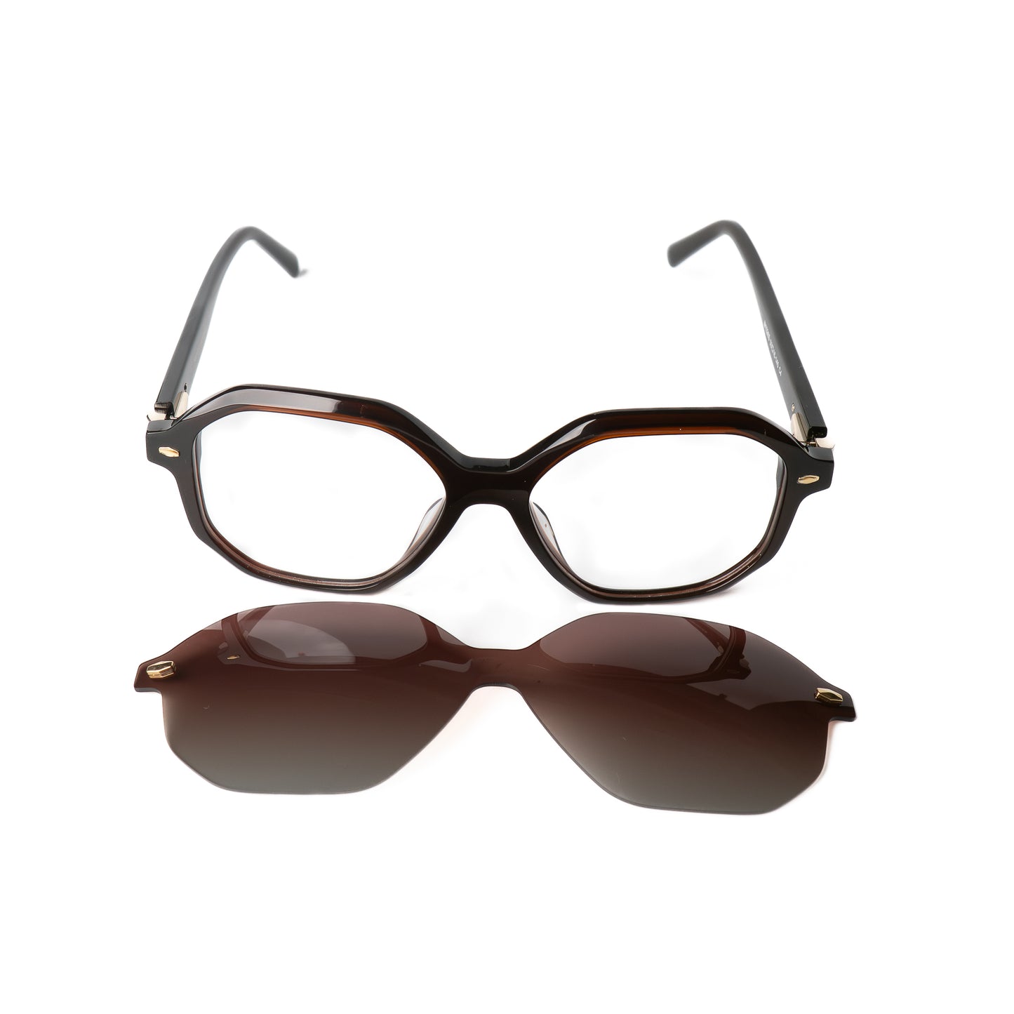 Tone marron Lunettes Clip-Ons pour Hommes et Femmes Photo de Face - RAYZ Eyewear Marque de Lunettes Marocaine