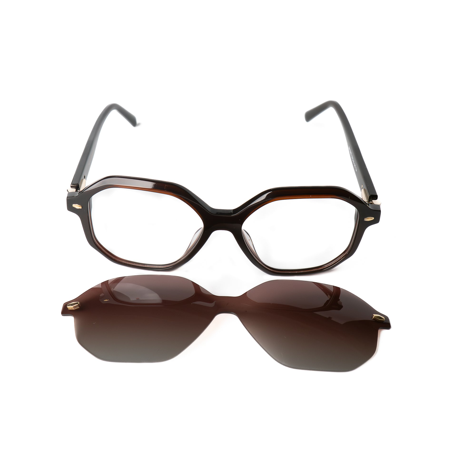 Tone marron Lunettes Clip-Ons pour Hommes et Femmes Photo de Face - RAYZ Eyewear Marque de Lunettes Marocaine