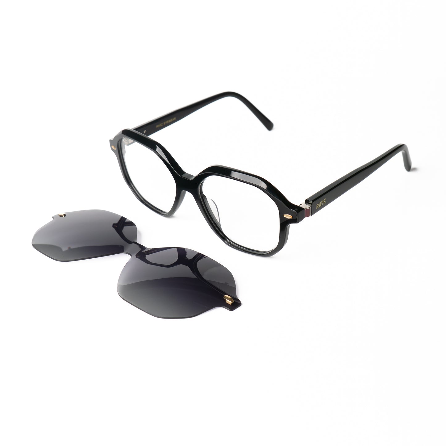 Tone noir Lunettes Clip-Ons pour Hommes et Femmes Photo de Côté - RAYZ Eyewear Marque de Lunettes Marocaine