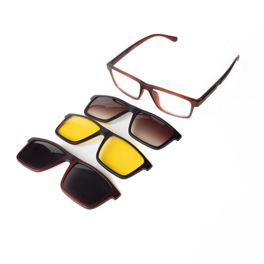 Vain marron Lunettes Clip-Ons pour Hommes et Femmes Photo de Côté - RAYZ Eyewear Marque de Lunettes Marocaine