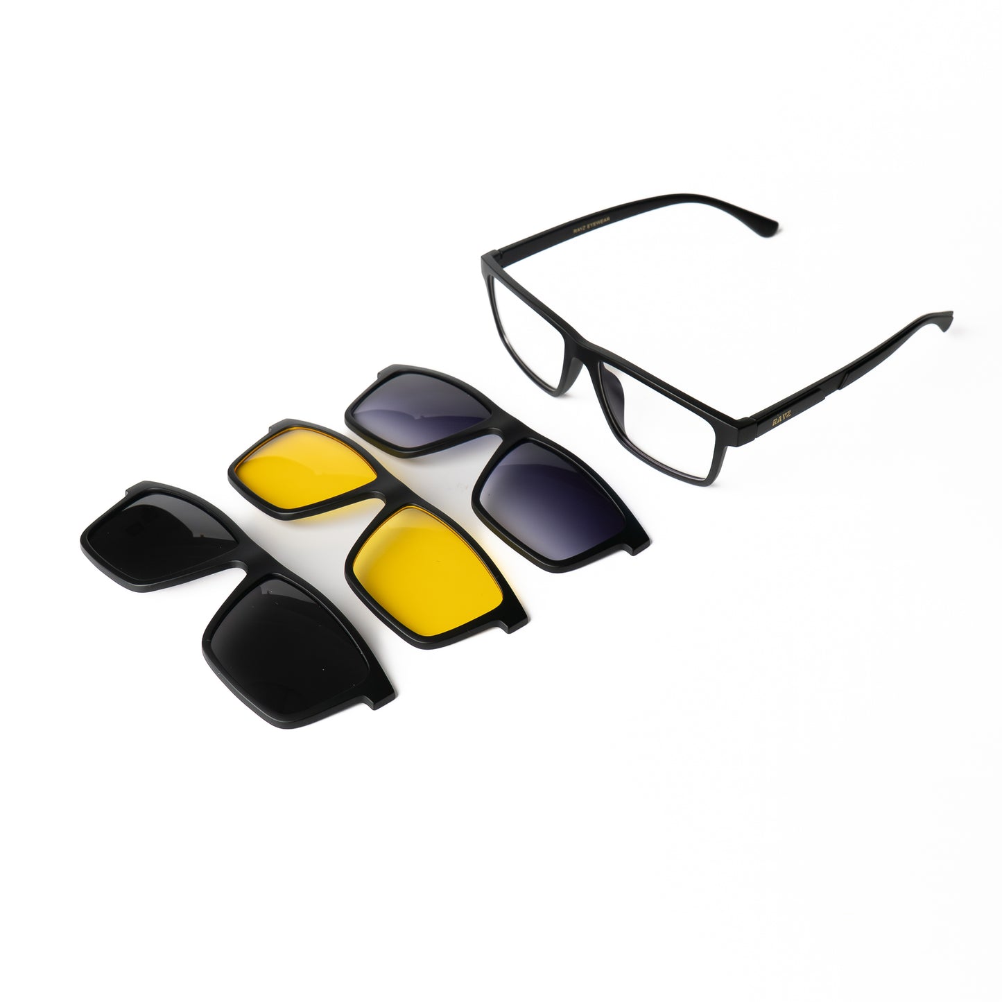 Vain noir Lunettes Clip-Ons pour Hommes et Femmes Photo de Côté - RAYZ Eyewear Marque de Lunettes Marocaine